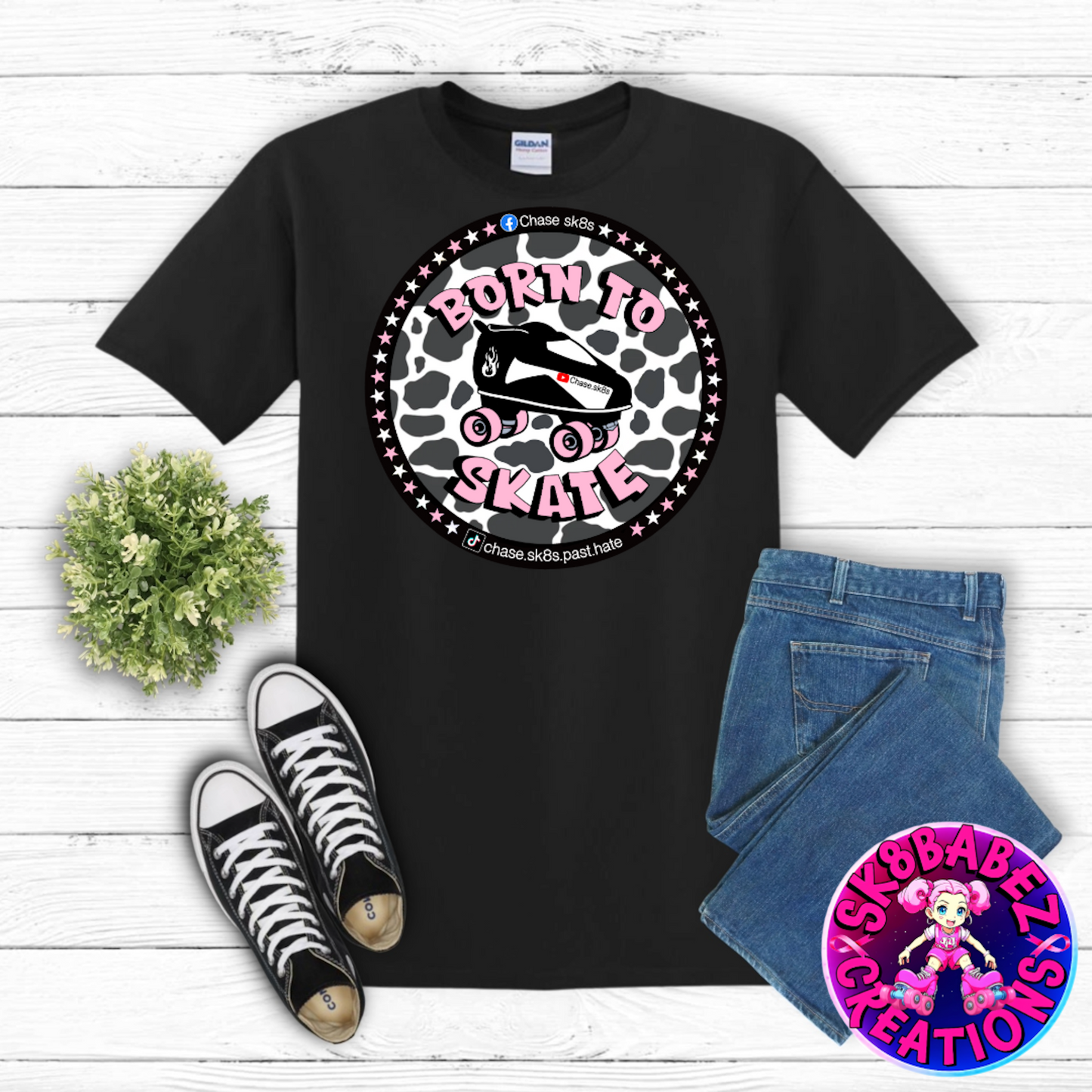 Born to Skate-Pink Cow Print Edition