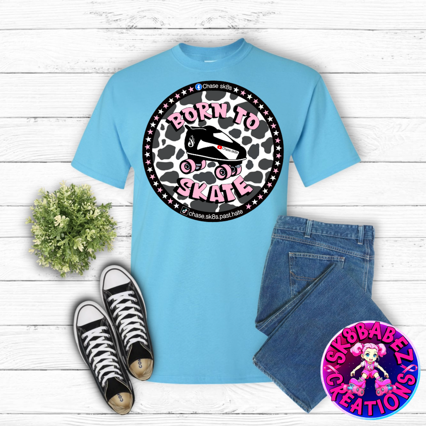 Born to Skate-Pink Cow Print Edition