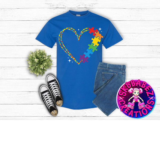 Autism Mom Puzzle Heart T-Shirt