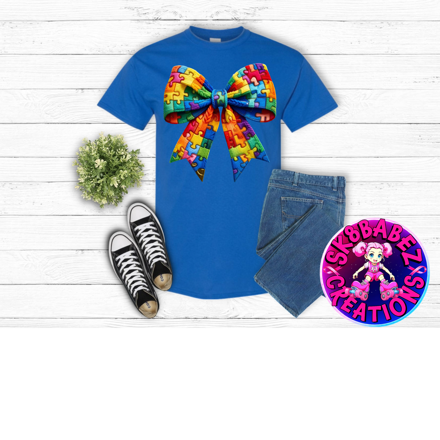 Autism Awareness Puzzle Bow T-Shirt